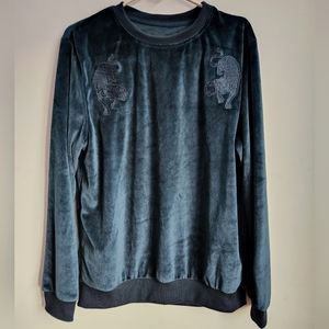 Navy blue velvet sweater size medium